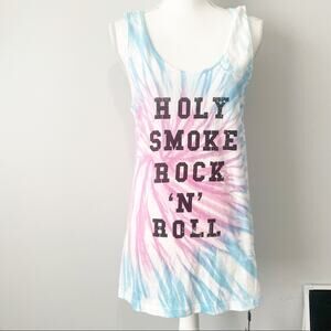 One Teaspoon Holy smoke rock & roll tie dye tank top Medium NWT Bob Dylan quote